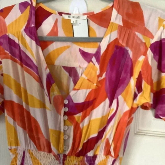 Abel the Label Anthropologie Swish Flutter sleeve Hi & Lo  Maxi Dress Size Small - Picture 7 of 16